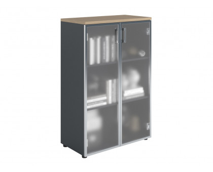 Шкаф NW 1280/2G со стеклом вяз натуральный/антрацит