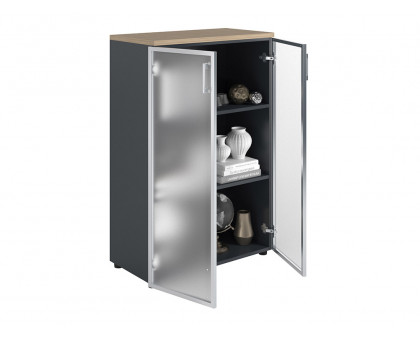 Шкаф NW 1280/2G со стеклом вяз натуральный/антрацит